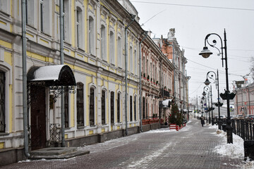 Christmas street in winter. Nizhny Novgorod