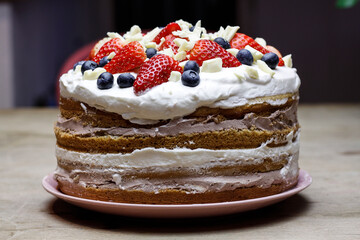 cake with berries