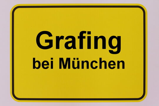 Illustration eines Stadteingangsschildes der Stadt Grafing bei M&uuml;nchen