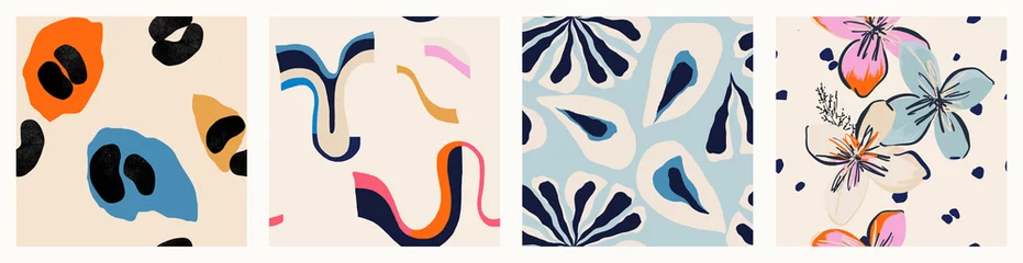 Foto auf Alu-Dibond Modern colorful patterns. Hand drawn trendy abstract illustrations. Creative collage seamless patterns.  © Irina