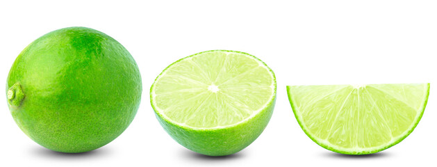 lime or green lemon isolated on white background