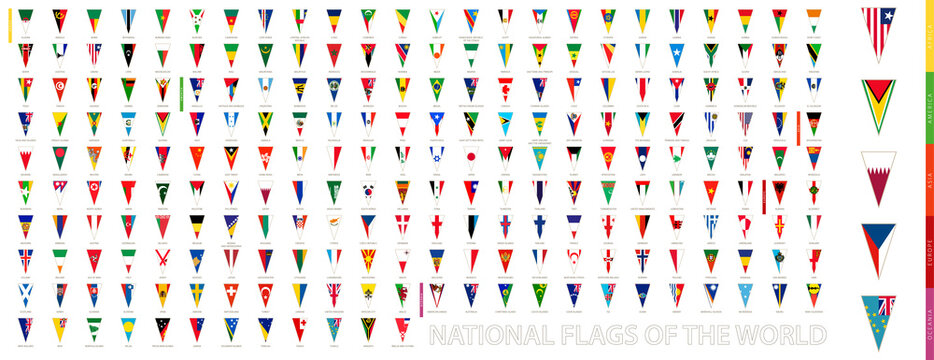 Triangle flag vertical icon, flags of the world.