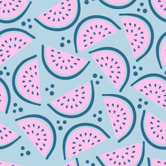 Cute watermelon pattern background - funny vector drawing seamless pattern. Lettering poster or t-shirt textile graphic design. Cute illustration. wallpaper, wrapping paper. 