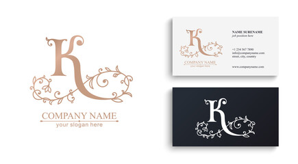 Premium Vector K logo. Monnogram, lettering and business cards. Personal logo or sign for branding an elite company.