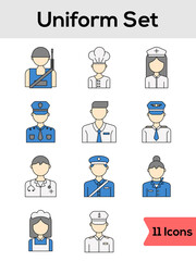Set of Uniform Icon In Flat Style.
