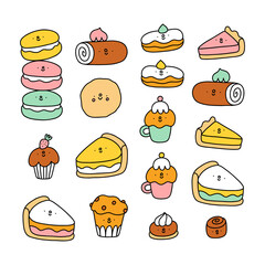 Cute pastry characters vector collection