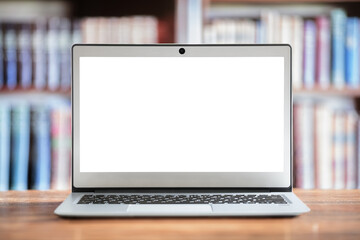 Laptop with blank screen in office or library © Brian Jackson