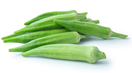Green Okra isolated on white background