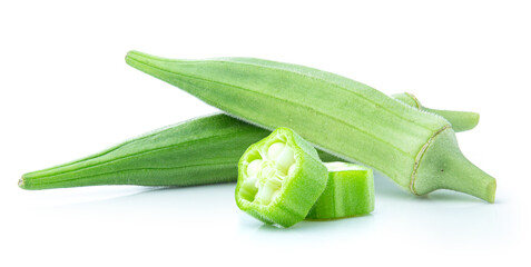 Green Okra isolated on white background