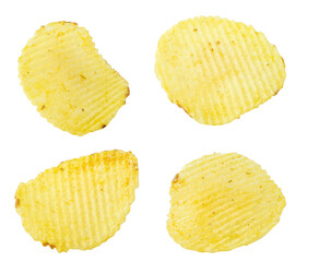 Potato chips isolated on white background