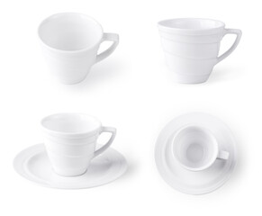 blank white coffee cup isolated on white background