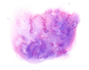 Abstract violet watercolor splash on white background