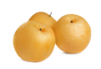 Fresh ripe apple pears on white background