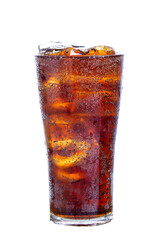 coca cola in glass isolaed on white background