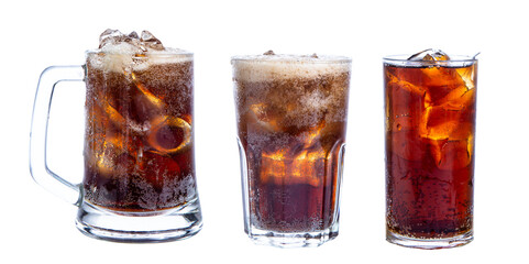 coca cola in glass isolaed on white background