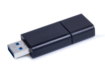 black usb flash drive isolated on white background