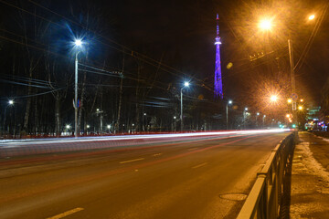 Fototapeta premium Nizhny Novgorod glows at night
