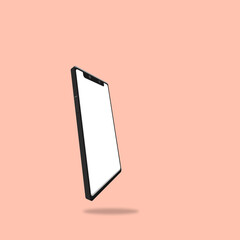 Smartphone mock up on a pastel pink background. 3d illustration render.