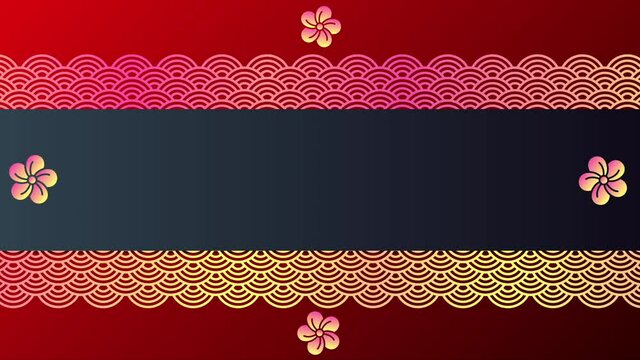 red background with golden ornament and flowers animated 