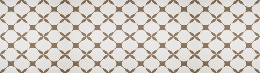 Brown white traditional motif tiles wallpaper texture background banner panorama - Vintage retro...