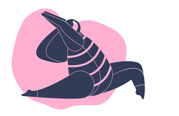woman is engaged in yoga on a pink background. silhouette. Modern abstract design for packaging, paper, cover, fabric