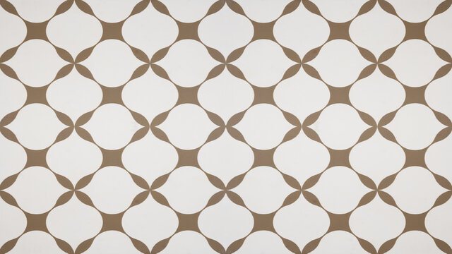 Brown white traditional motif tiles wallpaper texture background - Vintage retro concrete stone cement tile with rhombus diamond leaves pattern - Powered by Adobe