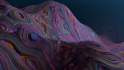 Colorful landscape with organic swirls. Beautiful background, 3d render/ rendering.