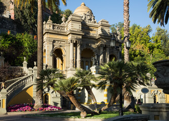 Park in center of Santiago on hill Cerro Santa Lucia. Santiago, Chile
