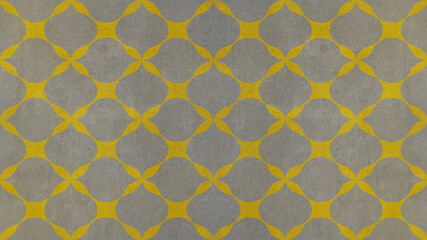 Gray grey anthracite yellow abstract traditional motif tiles texture background - Vintage retro concrete stone cement tile with rhombus diamond leaves pattern