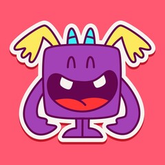 cute monster cartoon doodle design for coloring, backgrounds, stickers, logos, symbol, icons and more