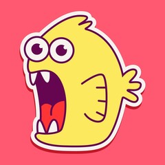 cute monster cartoon doodle design for coloring, backgrounds, stickers, logos, symbol, icons and more
