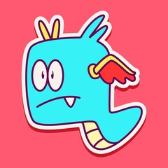 cute monster cartoon doodle design for coloring, backgrounds, stickers, logos, symbol, icons and more