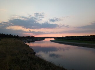 sunset on the river. Russia.