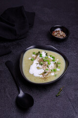 Thick vegetable soup with yogurt