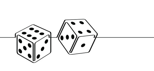 Dice to gamble. Gambling icon or logo. Flat vector dives sign. Dice cubes line pattern. Playing Online casino game. 