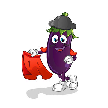 recommend clip art: eggplant matador with red cloth illustration. character vector