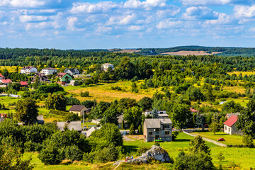 Panorama of Podzamcze village seen from Ogrodzieniec Castle in Silesia region of Poland © Art Media Factory