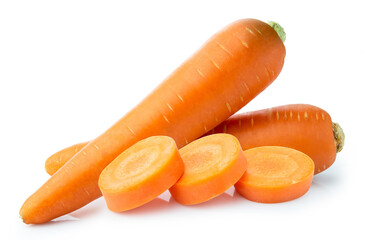 fresh vegetable carrots isolated on white background