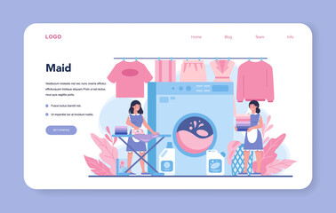 Maid service web banner or landing page. Apartment cleaning