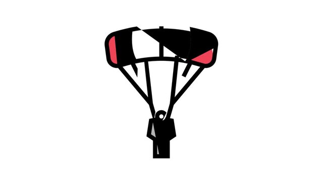 Wingsuiting Sport Icon Animation Wingsuiting Suit And Protection Helmet, Glasses And Gloves, Parachute And Hook Extreme Flying Tool