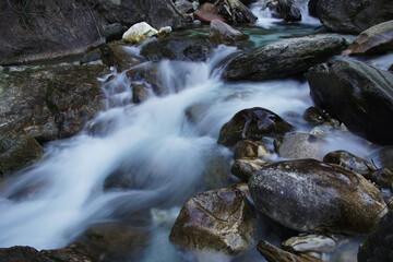 Fototapeta na wymiar stream flowing in the mountain creek