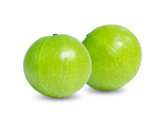 Indian gooseberry Phyllanthus emblica  amla  fruits  green isolated  white background