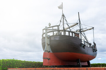 wooden ship replica, medieval caravel