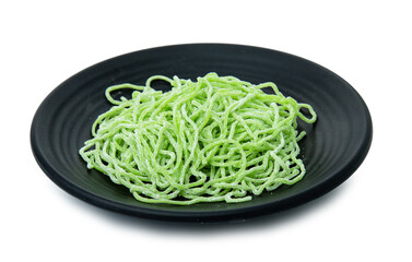 Clipping path Green noodle isolated on white background