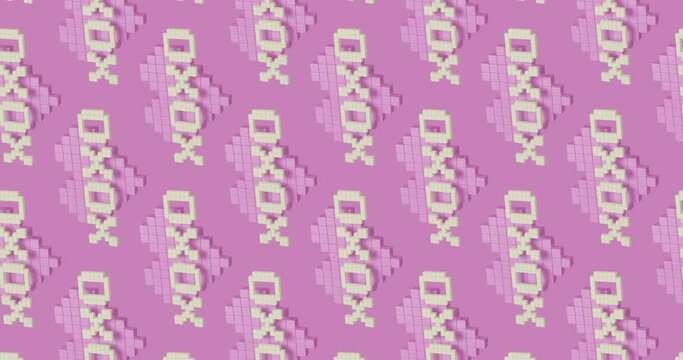Minimal motion 3d art. Text Xo-Xo abstract seamless animation vertical pattern.Hugs and Kisses concept. 4k video
