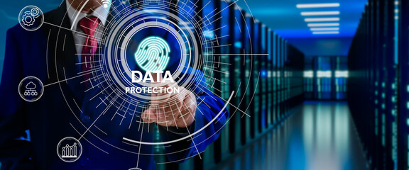 Fingerprint scan provides security access with biometrics identification.Futuristic Technology in...
