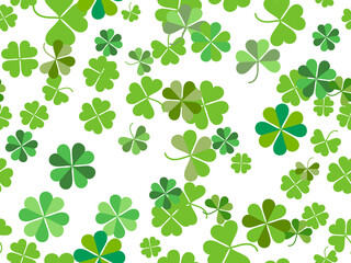 Fototapeta na wymiar Clover seamless pattern for Saint Patrick's Day. Four-leafed and three-leafed clover. Background for printing on paper, advertising materials and fabric. Vector illustration