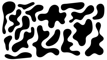 Naklejka na ściany i meble Irregular blob, set of abstract organic shapes. Abstract irregular random blobs. Simple liquid amorphous splodge. Trendy minimal designs for presentations, banners, posters and flyers.