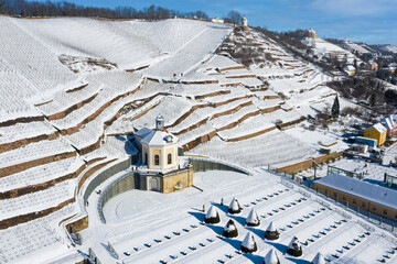 Wackerbarth Schloss Belvedere Park Jacobstein Niederlößnitz Radebeul Sachsen Radebeul Schloss Wackerbarth Winter Kalt Sachsen Deutschland Europa