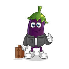 eggplant office worker mascot. cartoon vector